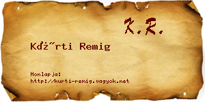 Kürti Remig névjegykártya